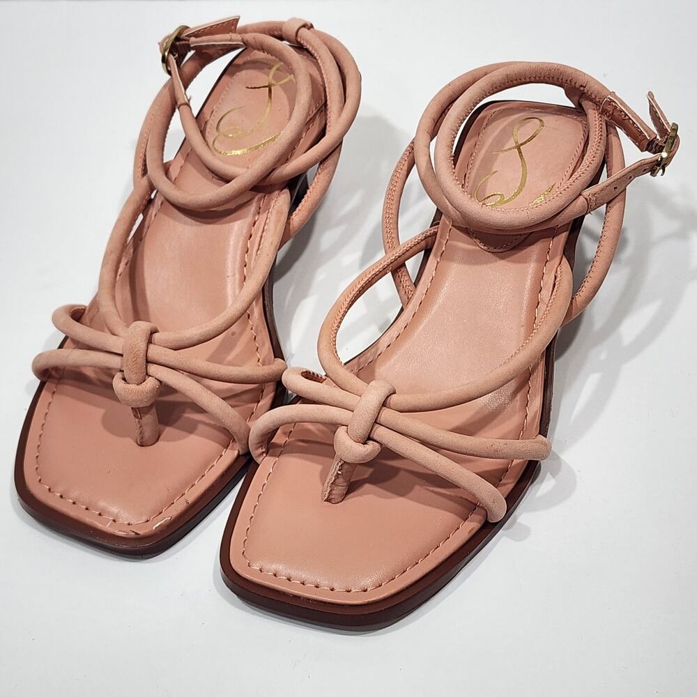 Sam Edelman Blush Pink Knotted Strap Square Toe Sandals